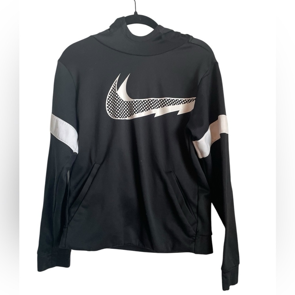 Nike Dri Fit Swoosh Youth Boys Black Hoodie Large